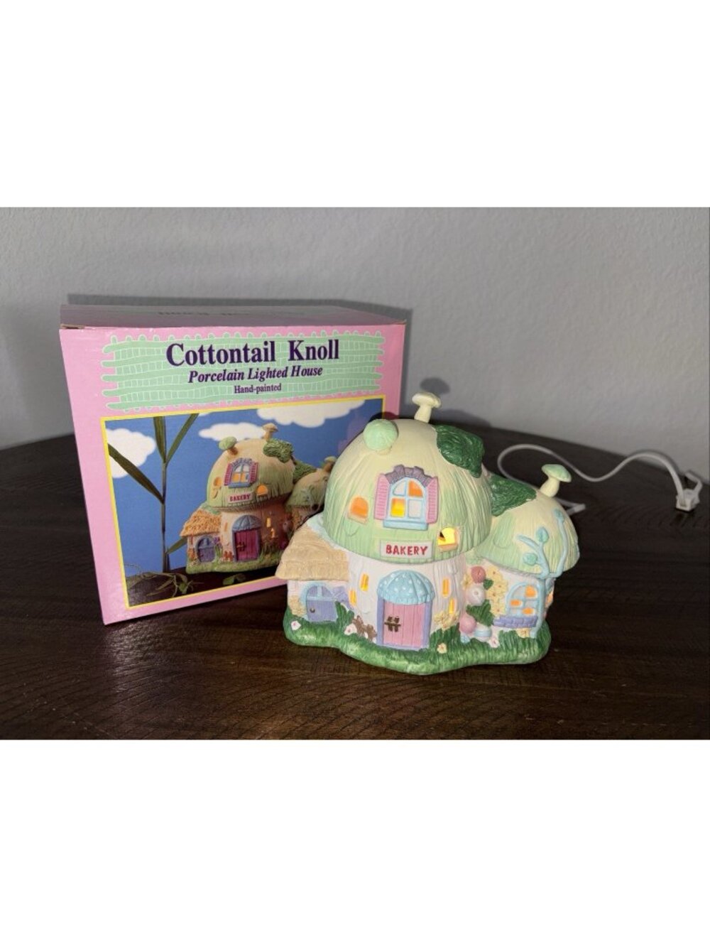 Cottontail Knoll Porcelain Lighted Cottage “Bakery” | HandPainted Mushroom House